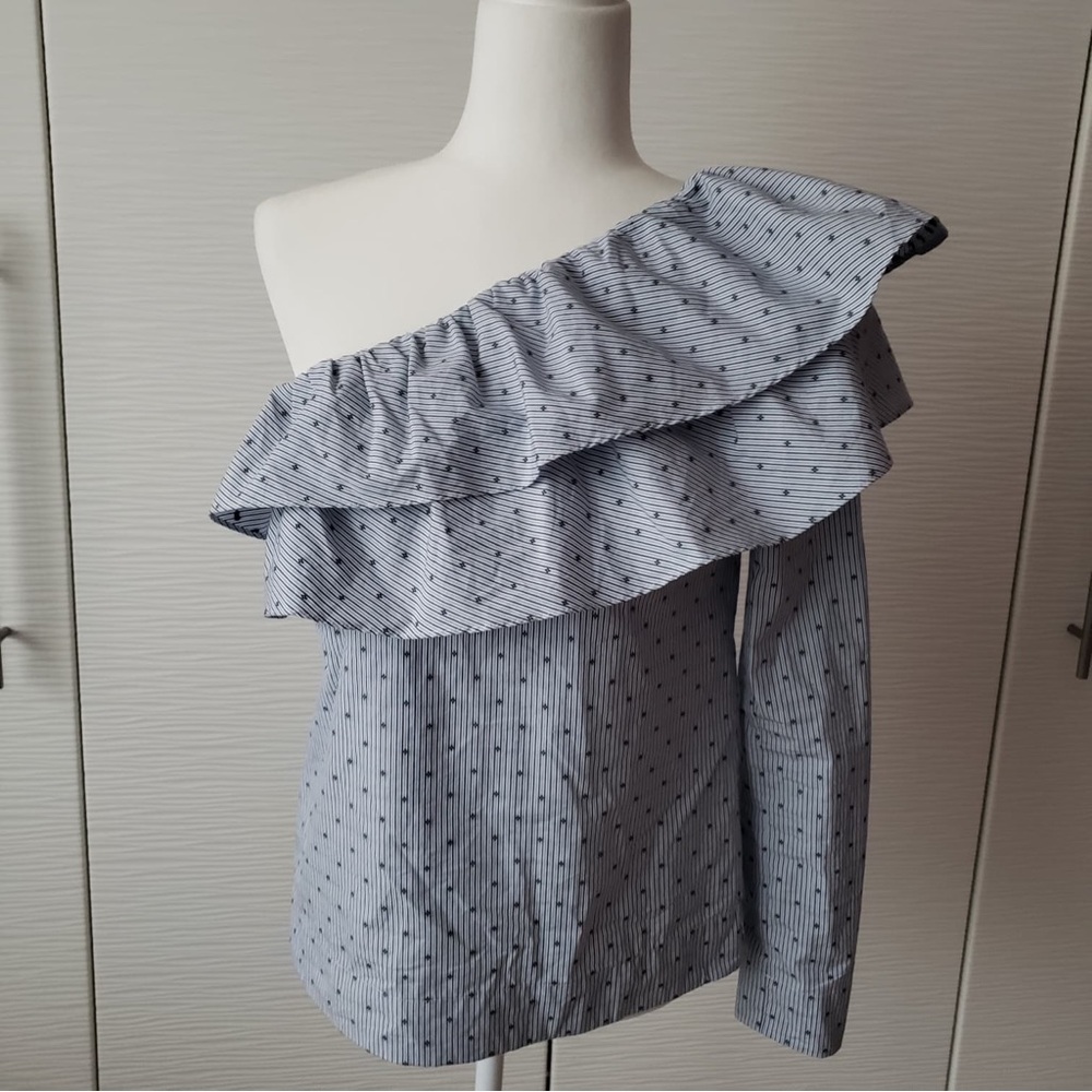 Maje One-Shoulder Ruffle Blouse